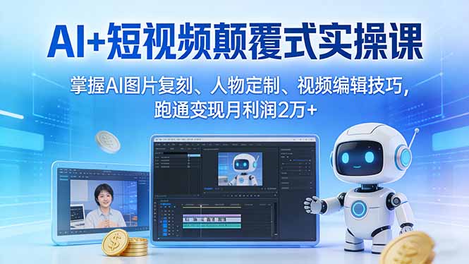 AI+短视频颠覆式实操课:掌握AI图片复刻、人物定制、视频编辑技巧,跑通变现月利润2万+插图 AI+短视频颠覆式实操课:掌握AI图片复刻、人物定制、视频编辑技巧,跑通变现月利润2万+插图