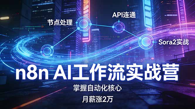 n8n AI工作流实战营,节点处理+API连通+Sora2实战,掌握自动化核心月薪涨2万插图 n8n AI工作流实战营,节点处理+API连通+Sora2实战,掌握自动化核心月薪涨2万插图