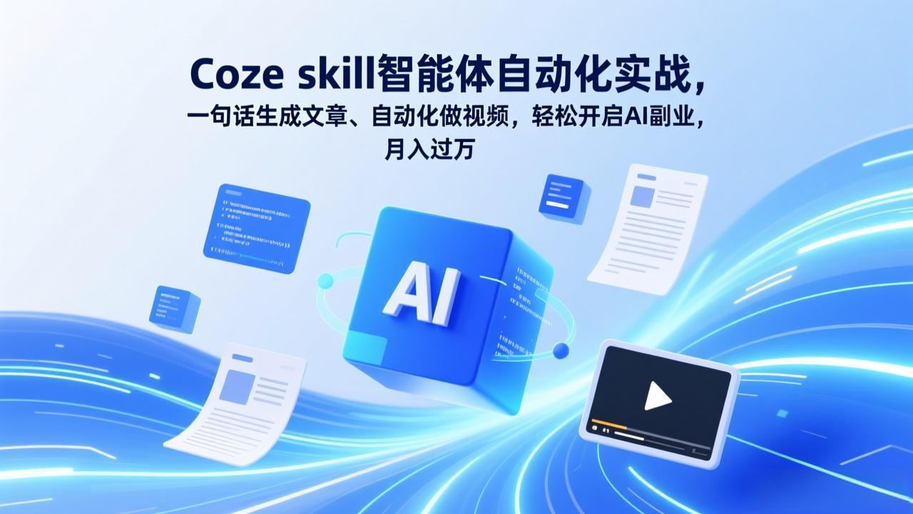 Coze skill智能体自动化实战,一句话生成文章、自动化做视频,轻松开启AI副业,月入过万插图 Coze skill智能体自动化实战,一句话生成文章、自动化做视频,轻松开启AI副业,月入过万插图