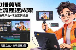 口播剪辑全流程速成课，剪映双平台+博主案例拆解，学完独立出片效率提升3倍