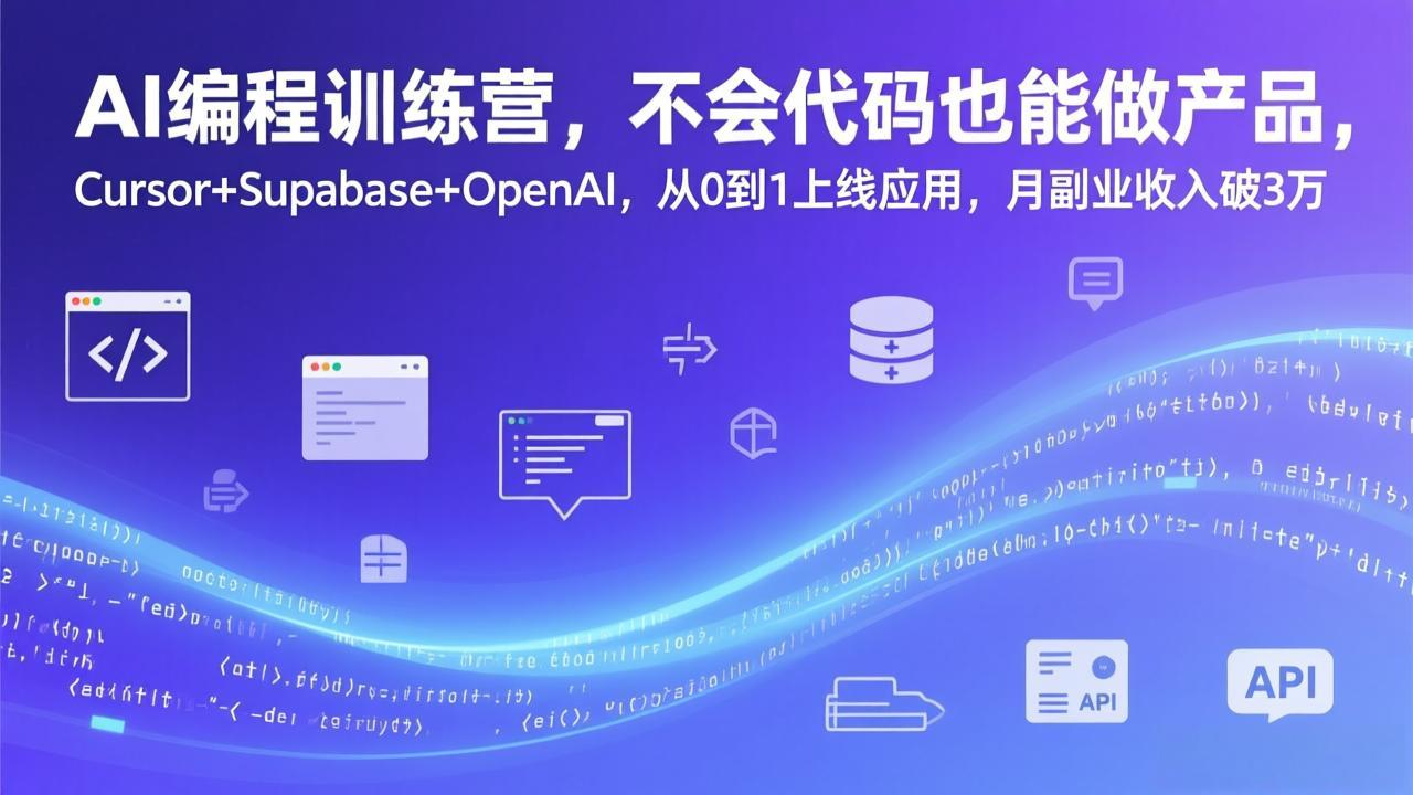 AI编程训练营,不会代码也能做产品,Cursor+Supabase+OpenAI,从0到1上线应用,月副业收入破3万插图 AI编程训练营,不会代码也能做产品,Cursor+Supabase+OpenAI,从0到1上线应用,月副业收入破3万插图
