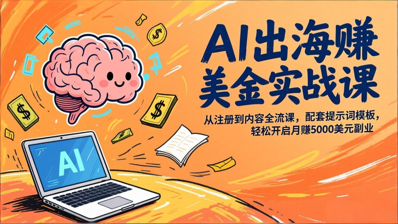 AI出海赚美金实战课，从注册到内容全流程，配套提示词模板，轻松开启月赚5000美元副业插图