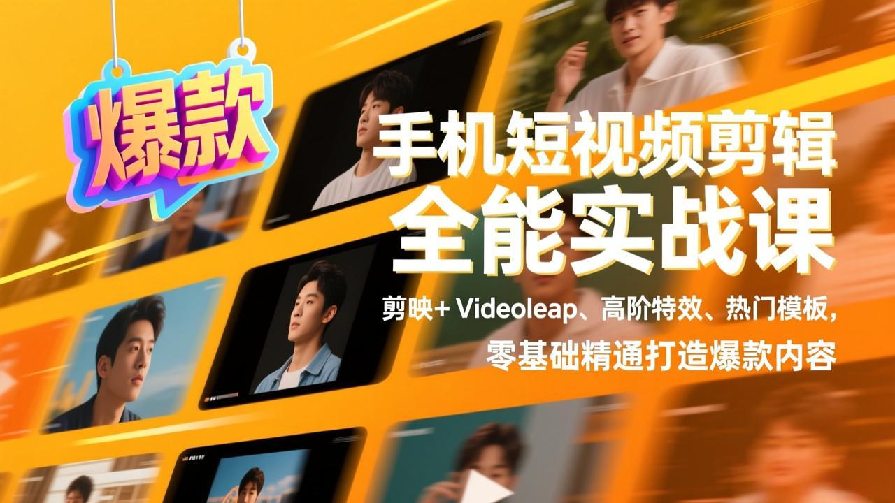 手机短视频剪辑全能实战课,剪映+Videoleap、高阶特效、热门模板,零基础精通打造爆款内容插图 手机短视频剪辑全能实战课,剪映+Videoleap、高阶特效、热门模板,零基础精通打造爆款内容插图