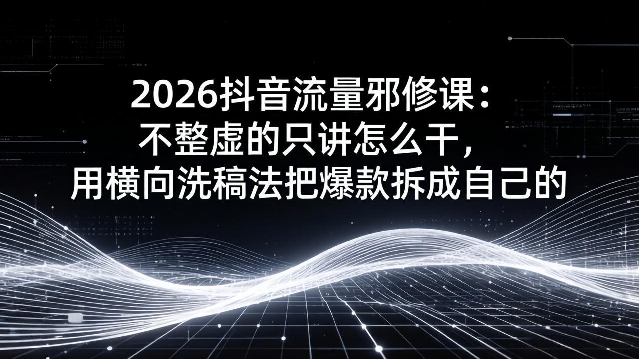 2026抖音流量邪修课:不整虚的只讲怎么干,用横向洗稿法把爆款拆成自己的插图 2026抖音流量邪修课:不整虚的只讲怎么干,用横向洗稿法把爆款拆成自己的插图