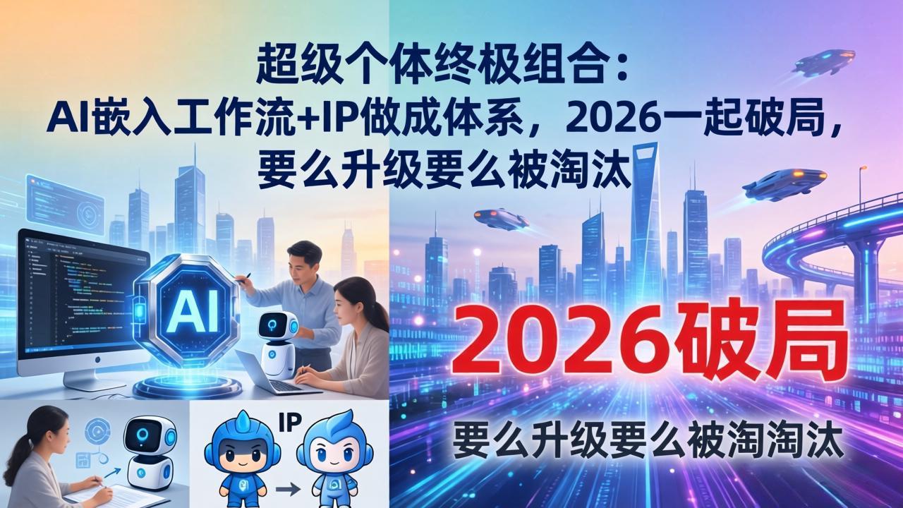 超级个体终极组合:AI嵌入工作流+IP做成体系,2026一起破局,要么升级要么被淘汰插图 超级个体终极组合:AI嵌入工作流+IP做成体系,2026一起破局,要么升级要么被淘汰插图