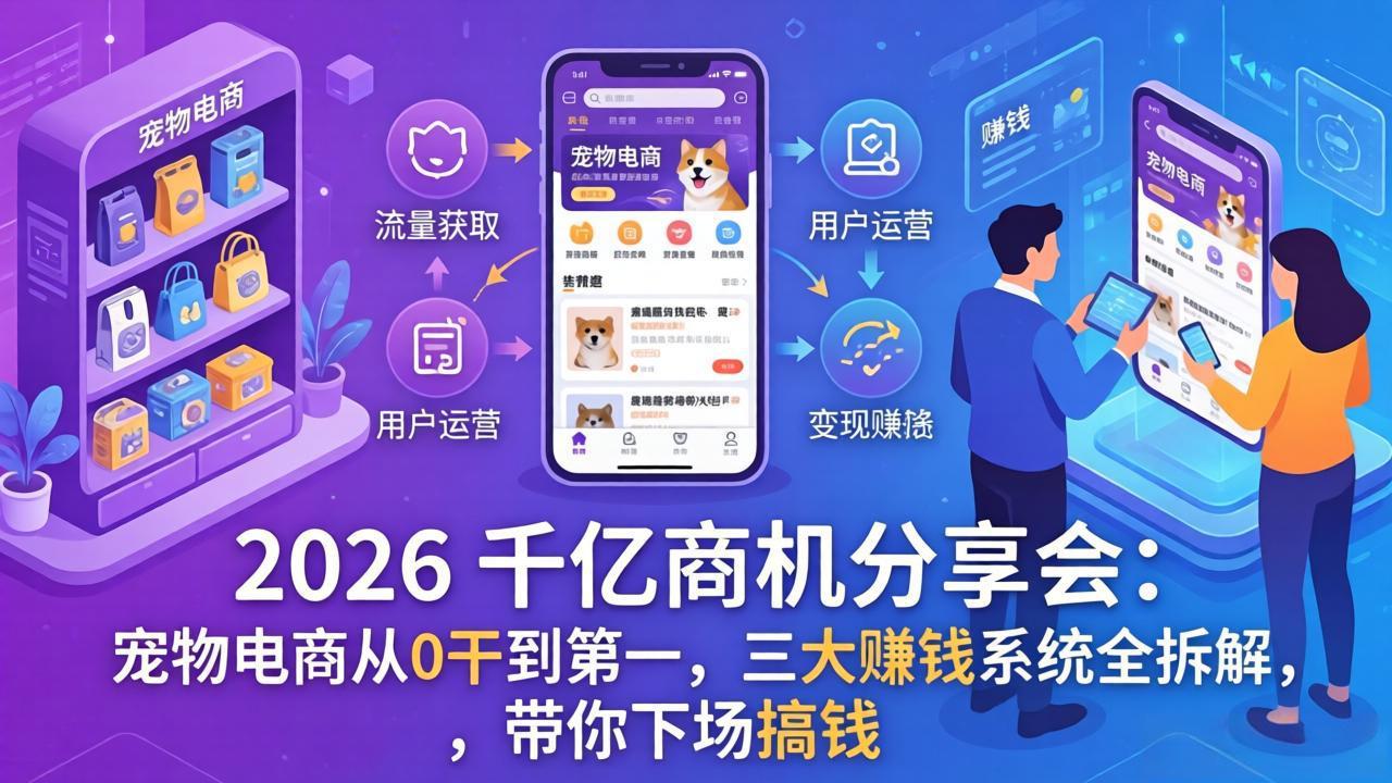 2026 千亿商机分享会:宠物电商从0干到第一,三大赚钱系统全拆解,带你下场搞钱插图 2026 千亿商机分享会:宠物电商从0干到第一,三大赚钱系统全拆解,带你下场搞钱插图