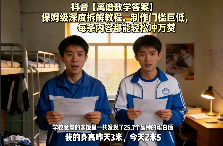抖音【离谱数学答案】保姆级深度拆解教程,制作门槛巨低,每条内容都能轻松冲万赞,附详细步骤插图 抖音【离谱数学答案】保姆级深度拆解教程,制作门槛巨低,每条内容都能轻松冲万赞,附详细步骤