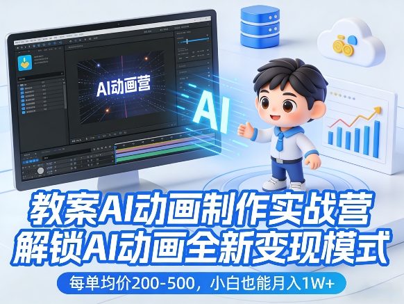 教案AI动画制作实战营,解锁AI动画全新变现模式,每单均价200-500,小白也能月入1W+插图 教案AI动画制作实战营,解锁AI动画全新变现模式,每单均价200-500,小白也能月入1W+