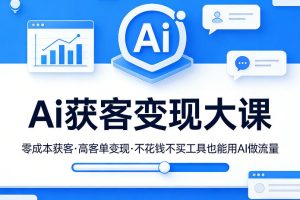 Ai获客变现大课,零成本获客,高客单变现,不花钱不买工具也能用AI做流量