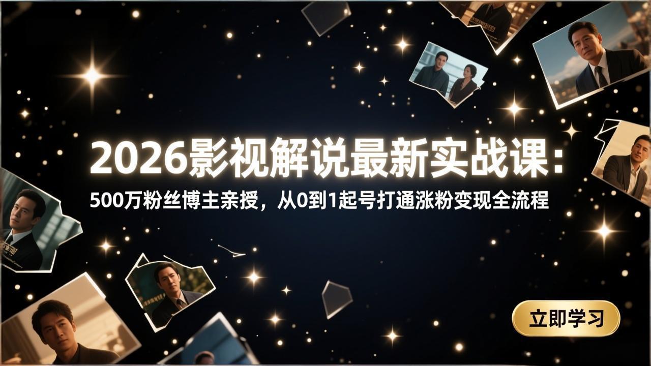 2026影视解说最新实战课:500万粉丝博主亲授,从0到1起号打通涨粉变现全流程插图 2026影视解说最新实战课:500万粉丝博主亲授,从0到1起号打通涨粉变现全流程插图