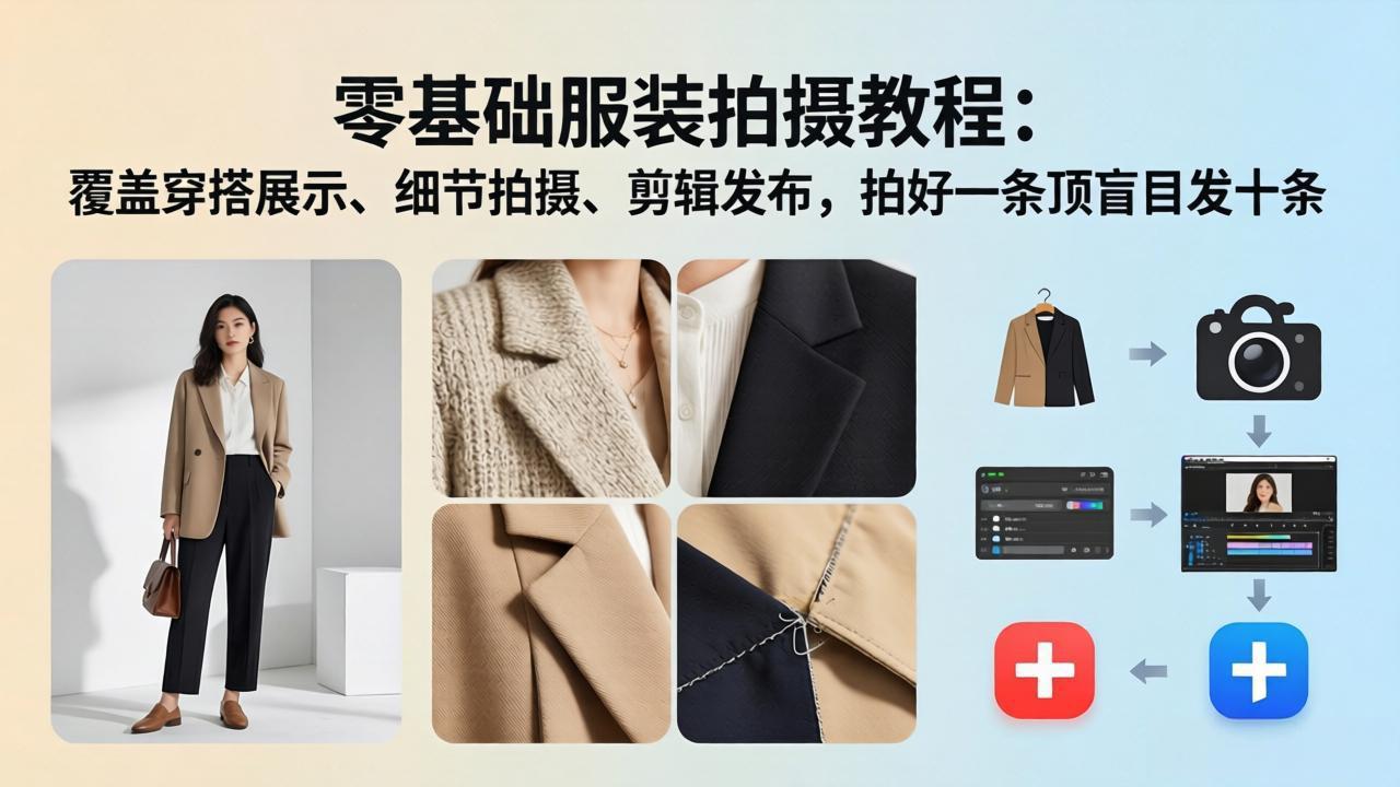 零基础服装拍摄教程:覆盖穿搭展示、细节拍摄、剪辑发布,拍好一条顶盲目发十条插图 零基础服装拍摄教程:覆盖穿搭展示、细节拍摄、剪辑发布,拍好一条顶盲目发十条插图