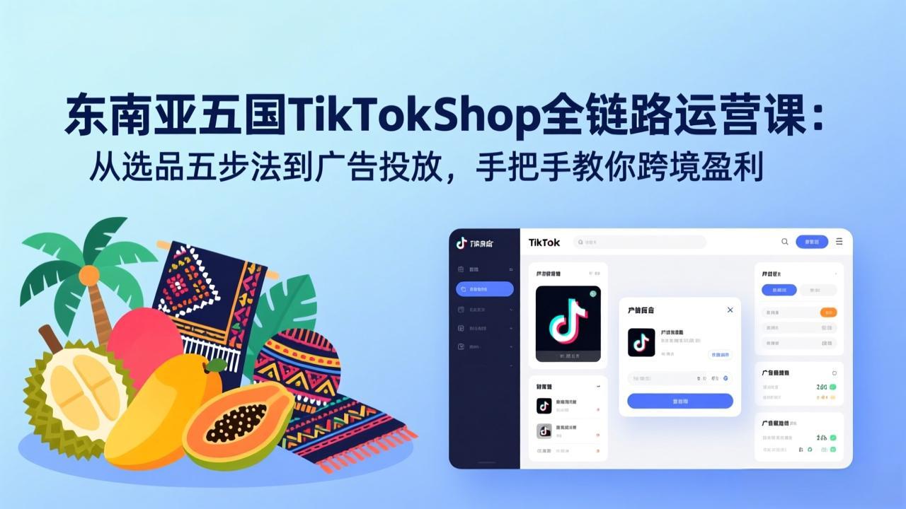 东南亚五国TikTok Shop全链路运营课：从选品五步法到广告投放，手把手教你跨境盈利插图