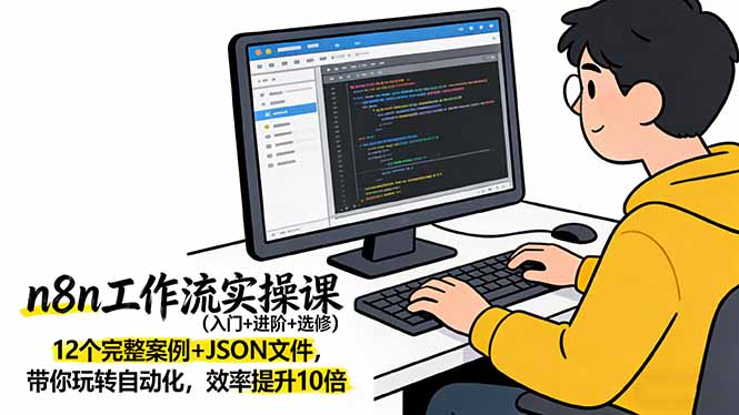 n8n工作流实操课(入门+进阶+选修)12个完整案例+JSON文件,带你玩转自动化,效率提升10倍插图 n8n工作流实操课(入门+进阶+选修)12个完整案例+JSON文件,带你玩转自动化,效率提升10倍插图