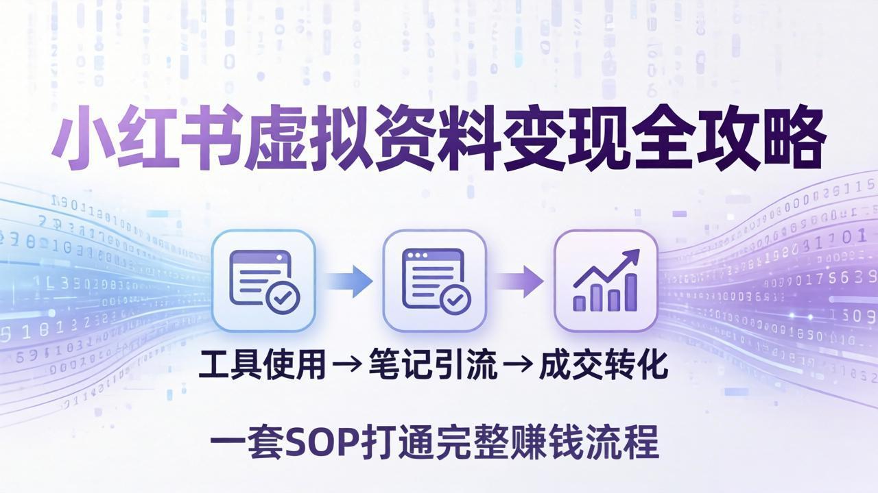 小红书虚拟资料变现全攻略:从工具使用到笔记引流成交,一套 SOP 打通完整赚钱流程插图 小红书虚拟资料变现全攻略:从工具使用到笔记引流成交,一套 SOP 打通完整赚钱流程插图