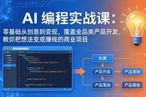 AI编程实战课-第三期：零基础从创意到变现，覆盖全品类产品开发，把想法变成赚钱的商业项目