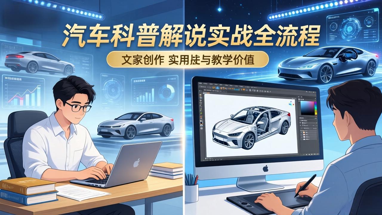 抖音汽车科普解说实战：文案+动画+画面处理+去水印全流程，打造专业汽车科普视频插图