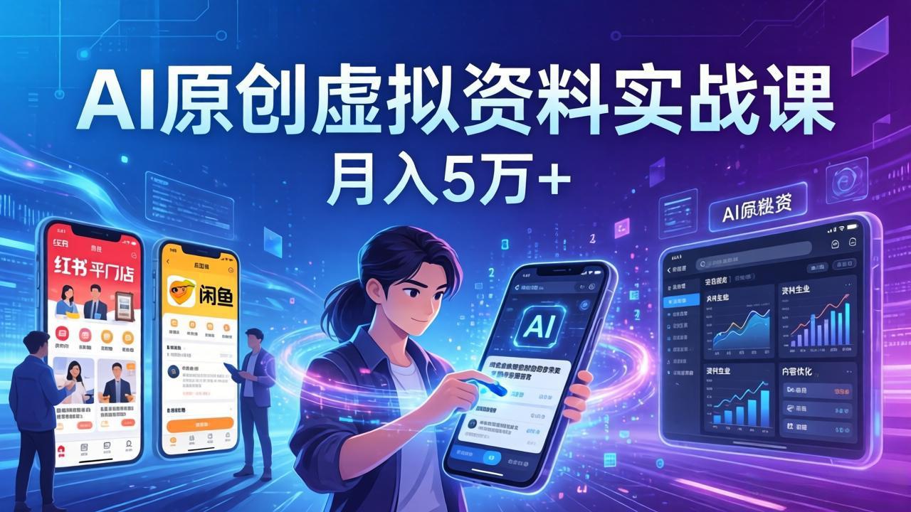 AI原创虚拟资料实战课:2026新机会,小红书闲鱼开店,普通人用AI轻松变现,月入5万+插图 AI原创虚拟资料实战课:2026新机会,小红书闲鱼开店,普通人用AI轻松变现,月入5万+插图