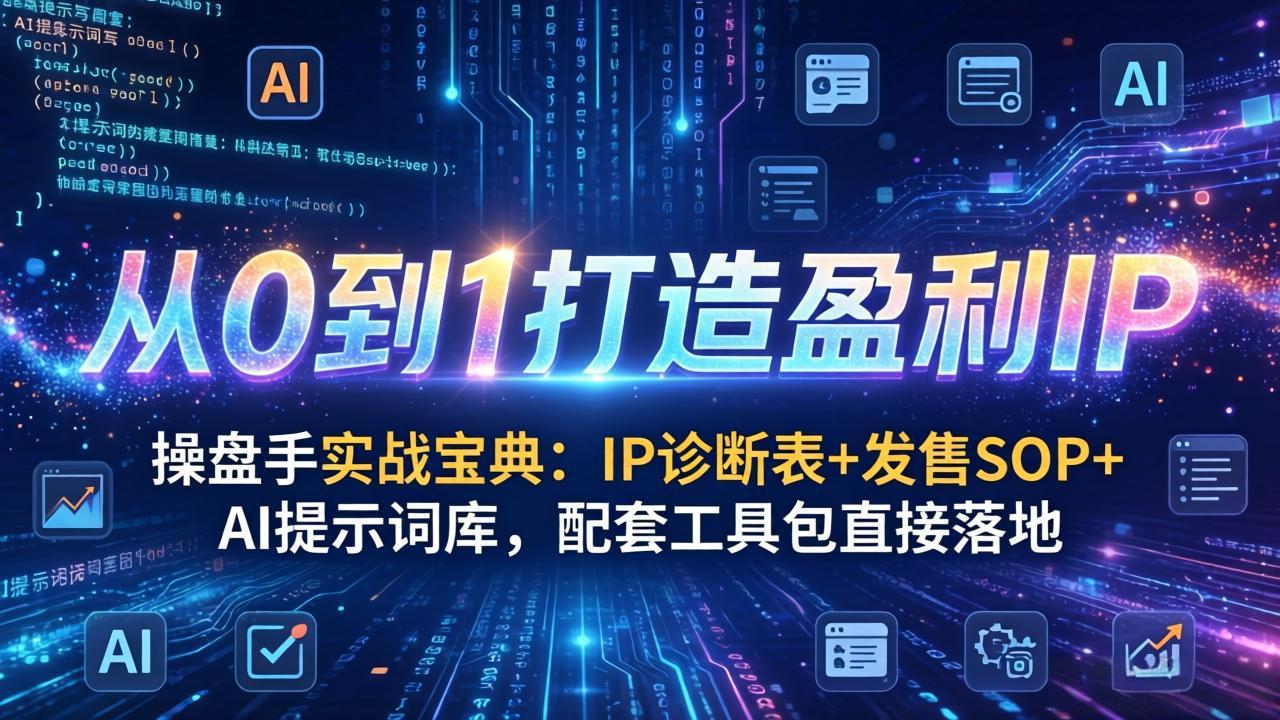 操盘手实战宝典:IP诊断表+发售SOP+AI提示词库,配套工具包直接落地,从0到1打造盈利IP插图 操盘手实战宝典:IP诊断表+发售SOP+AI提示词库,配套工具包直接落地,从0到1打造盈利IP插图