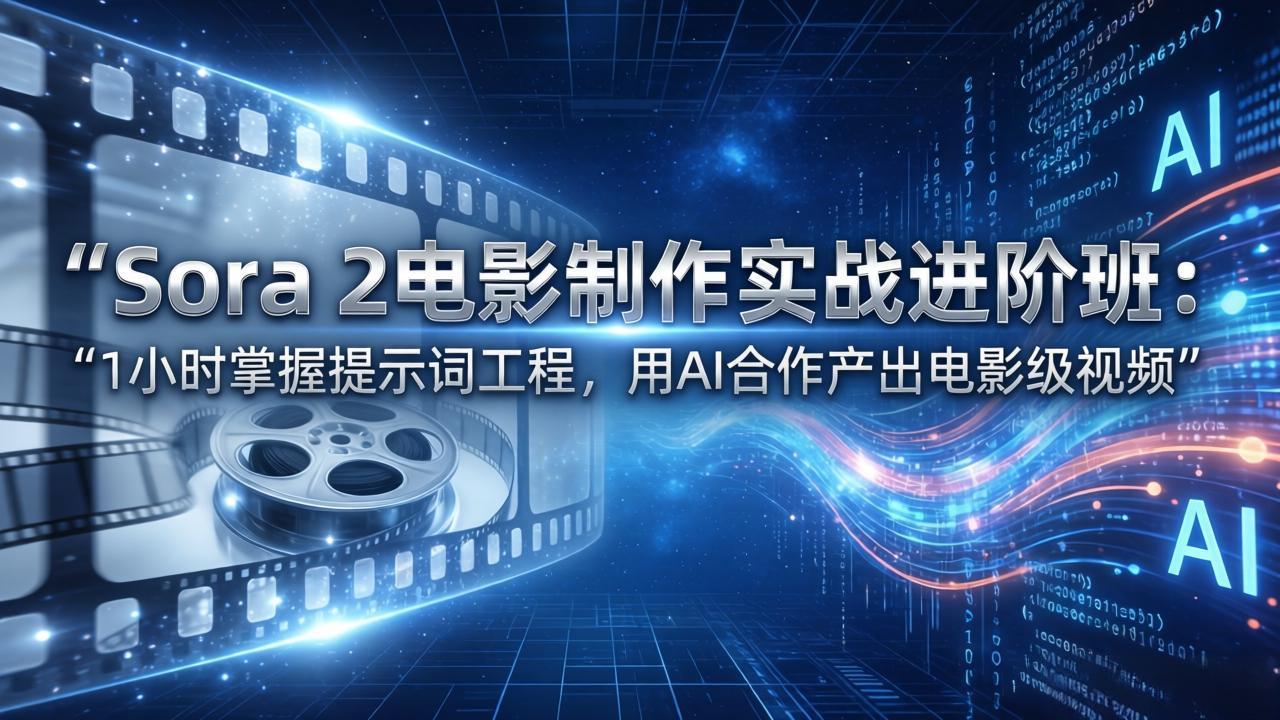 Sora 2电影制作实战进阶班:1小时掌握提示词工程,用AI合作产出电影级视频插图 Sora 2电影制作实战进阶班:1小时掌握提示词工程,用AI合作产出电影级视频插图