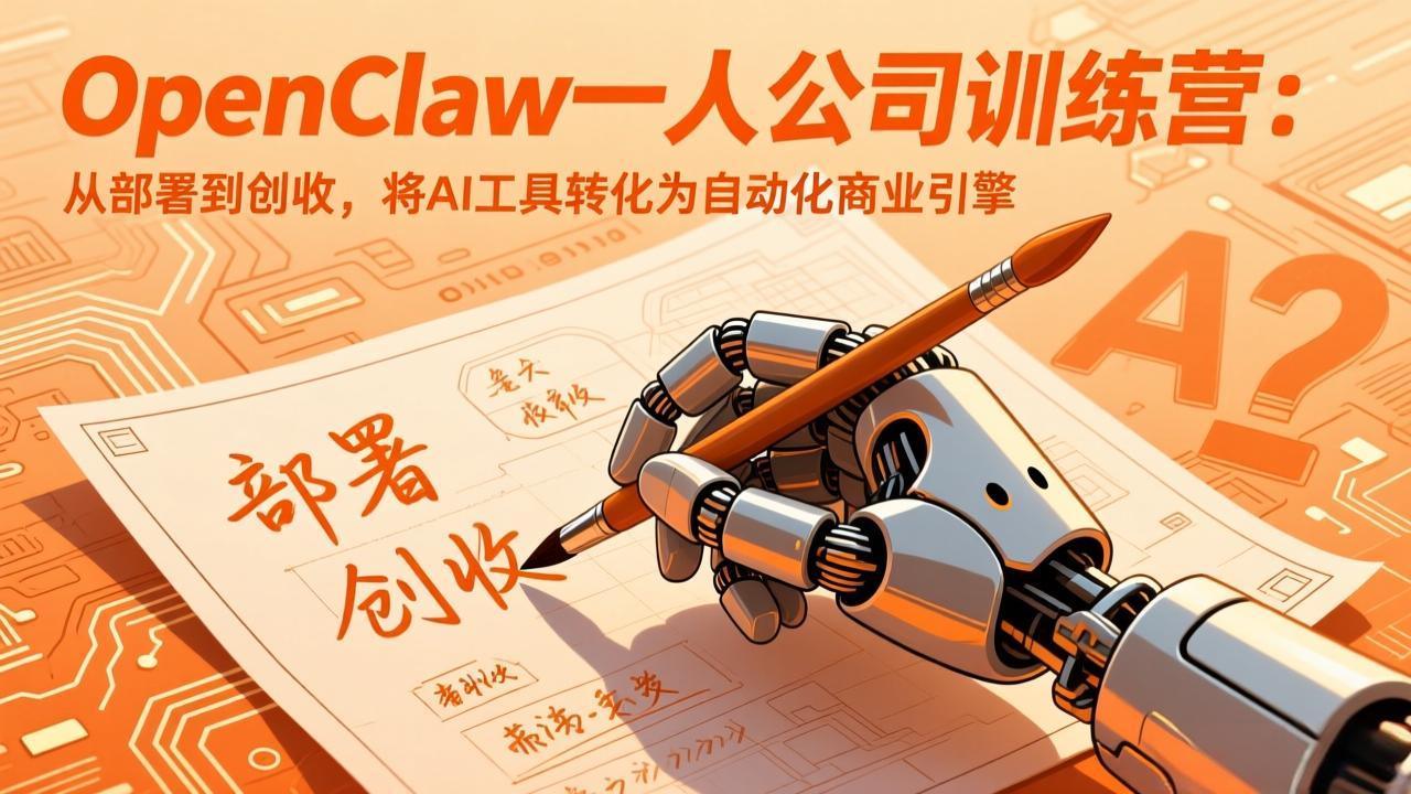 OpenClaw一人公司训练营:从部署到创收,将AI工具转化为自动化商业引擎插图 OpenClaw一人公司训练营:从部署到创收,将AI工具转化为自动化商业引擎插图
