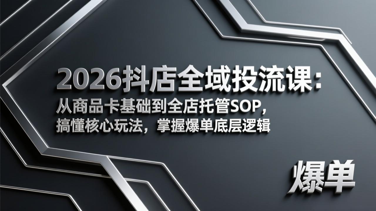 2026抖店全域投流课:从商品卡基础到全店托管SOP,搞懂核心玩法,掌握爆单底层逻辑插图 2026抖店全域投流课:从商品卡基础到全店托管SOP,搞懂核心玩法,掌握爆单底层逻辑插图