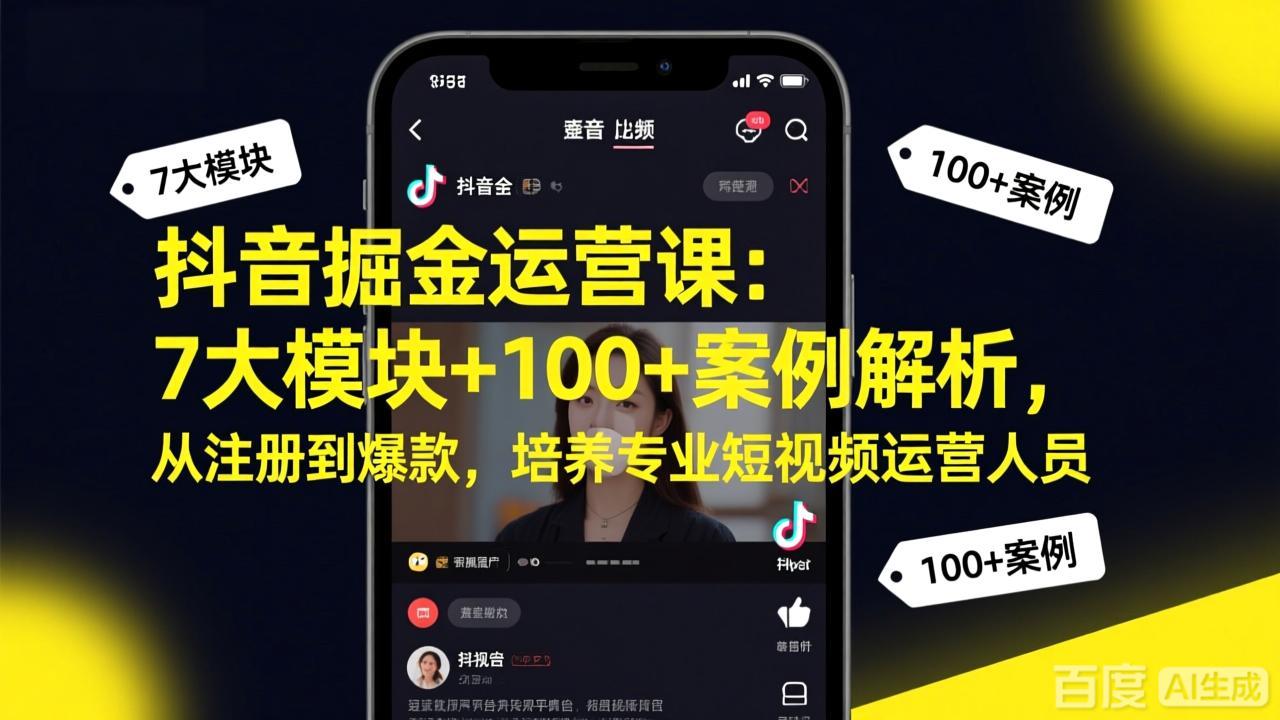 抖音掘金运营课:7大模块+100+案例解析,从注册到爆款,培养专业短视频运营人员插图 抖音掘金运营课:7大模块+100+案例解析,从注册到爆款,培养专业短视频运营人员插图