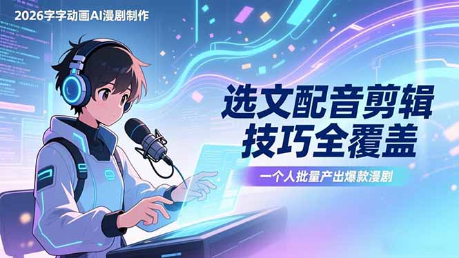 2026字字动画AI漫剧制作-1期,选文配音剪辑技巧全覆盖,一个人就能批量产出爆款漫剧插图 2026字字动画AI漫剧制作-1期,选文配音剪辑技巧全覆盖,一个人就能批量产出爆款漫剧插图