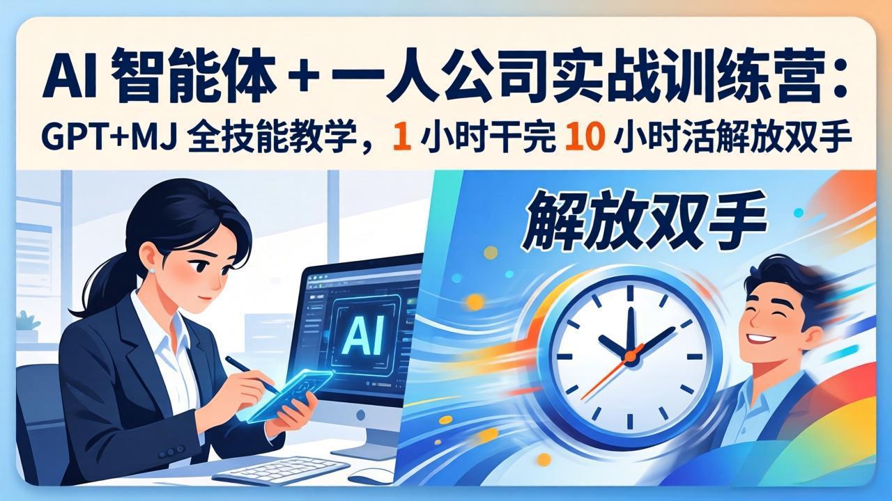 AI 智能体 + 一人公司实战训练营:GPT+MJ 全技能教学,1 小时干完 10 小时活解放双手插图 AI 智能体 + 一人公司实战训练营:GPT+MJ 全技能教学,1 小时干完 10 小时活解放双手插图