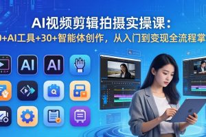AI 视频剪辑拍摄实操课:10+AI工具+30+智能体创作,从入门到变现全流程掌握