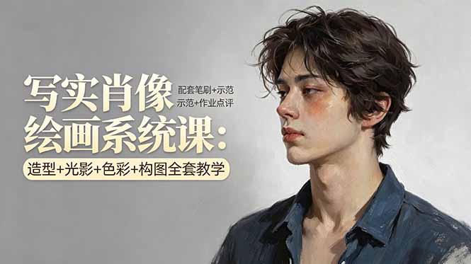 写实肖像绘画系统课:造型+光影+色彩+构图全套教学,配套笔刷+示范+作业点评插图 写实肖像绘画系统课:造型+光影+色彩+构图全套教学,配套笔刷+示范+作业点评插图