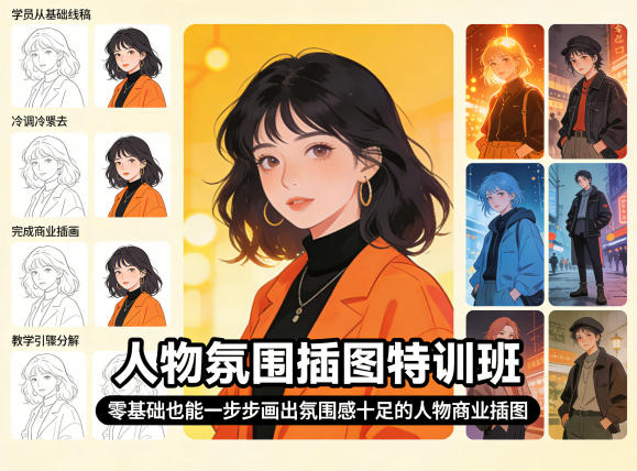 人物氛围插图特训班,零基础也能一步步画出氛围感十足的人物商业插图插图 人物氛围插图特训班,零基础也能一步步画出氛围感十足的人物商业插图