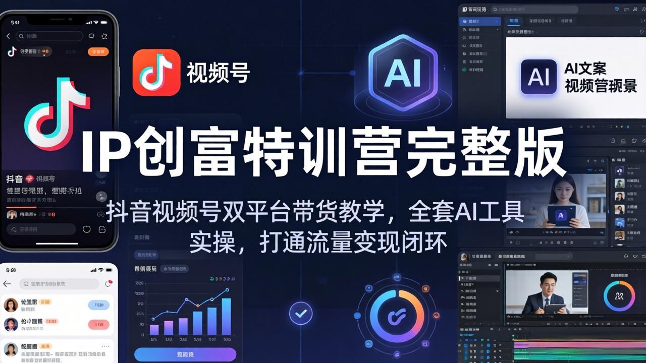 IP创富特训营完整版：抖音视频号双平台带货教学，全套AI工具实操，打通流量变现闭环插图