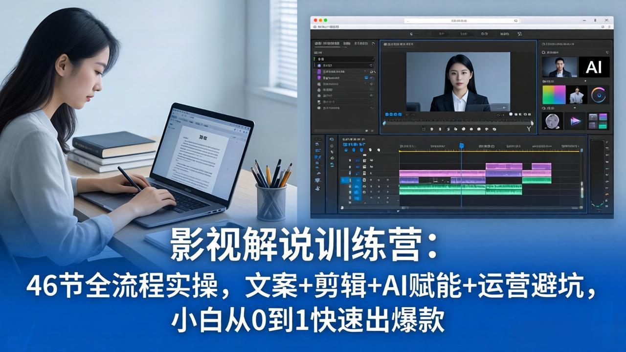 影视解说特训营：46节全流程实操，文案+剪辑+AI赋能+运营避坑，小白从0到1快速出爆款插图
