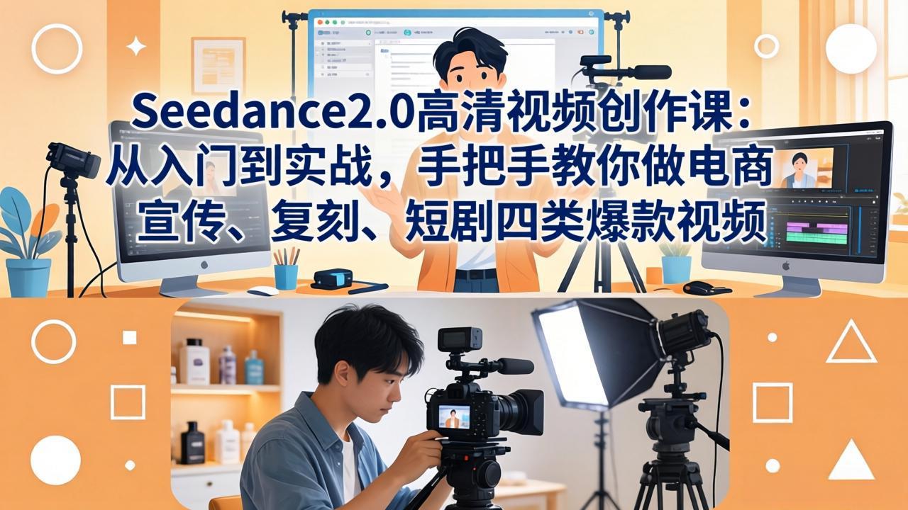 Seedance2.0高清视频创作课：从入门到实战，手把手教你做电商、宣传、复刻、短剧四类爆款视频插图