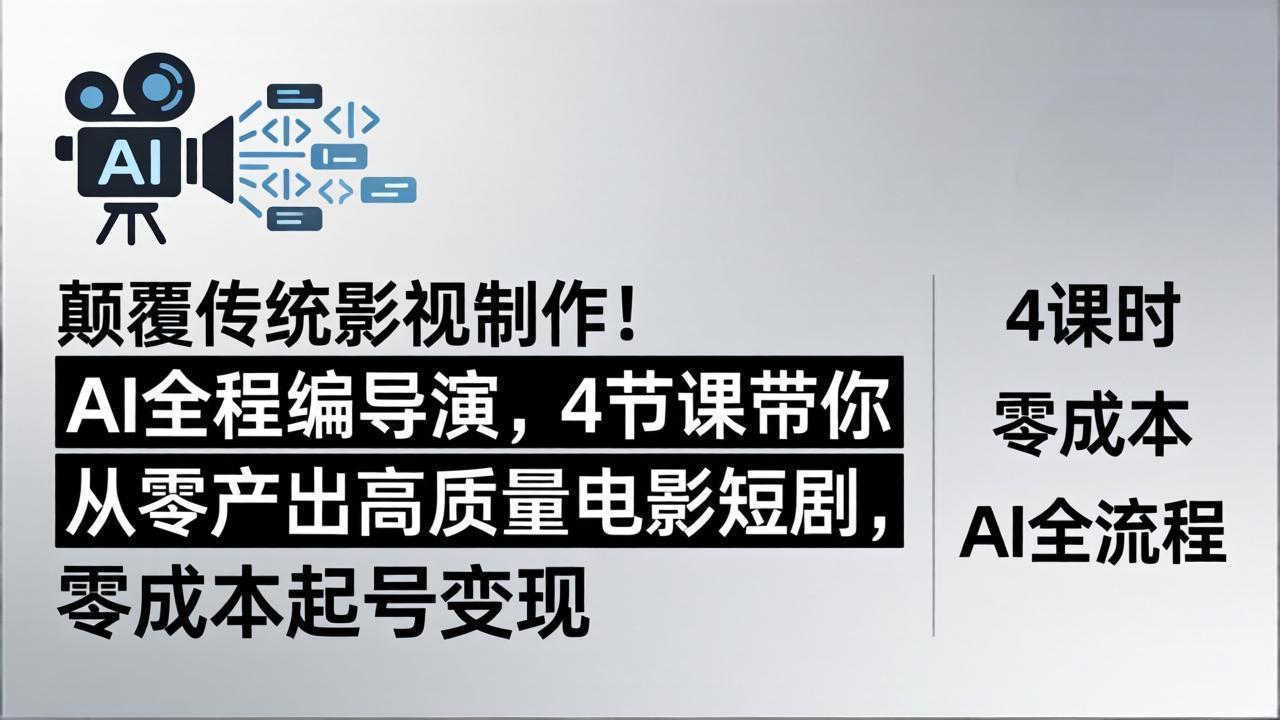 颠覆传统影视制作!AI全程编导演,4节课带你从零产出高质量电影短剧,零成本起号变现插图 颠覆传统影视制作!AI全程编导演,4节课带你从零产出高质量电影短剧,零成本起号变现插图