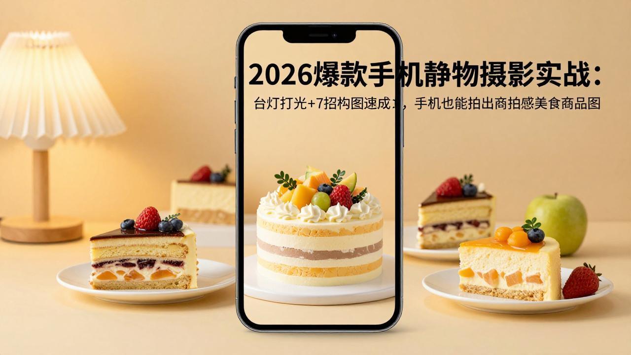 2026爆款手机静物摄影实战:台灯打光+7招构图速成,手机也能拍出商拍感美食商品图插图 2026爆款手机静物摄影实战:台灯打光+7招构图速成,手机也能拍出商拍感美食商品图插图