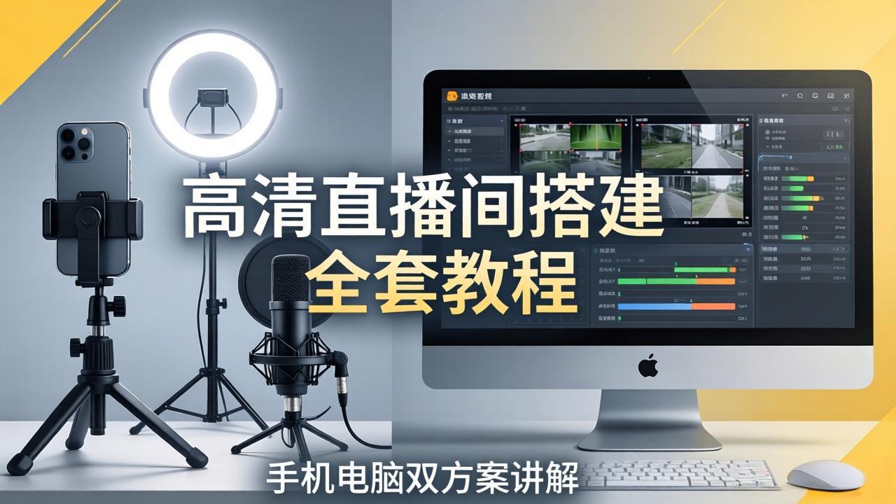 高清直播间搭建全套教程,手机电脑双方案讲解,设备选型调试多机位实操教学插图 高清直播间搭建全套教程,手机电脑双方案讲解,设备选型调试多机位实操教学插图