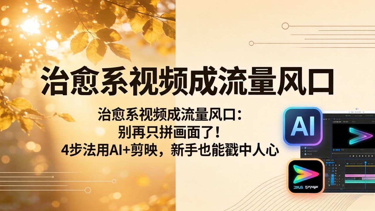 治愈系视频成流量风口:别再只拼画面了!4步法用AI+剪映,新手也能戳中人心插图 治愈系视频成流量风口:别再只拼画面了!4步法用AI+剪映,新手也能戳中人心插图