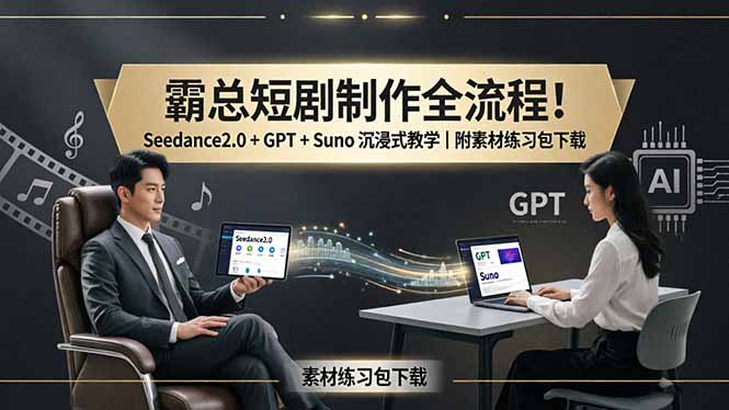 霸总短剧制作全流程！Seedance2.0 + GPT + Suno 沉浸式教学｜附素材练习包下载插图