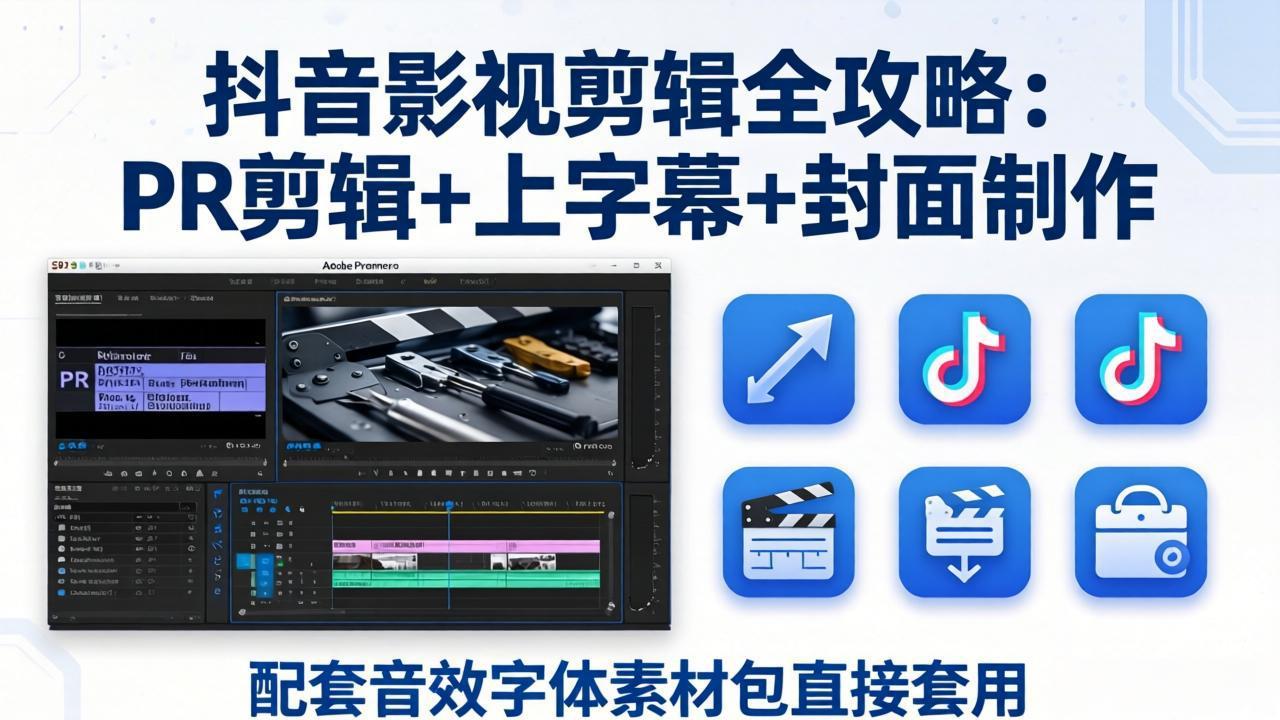 抖音影视剪辑全攻略:PR剪辑+上字幕+封面制作,配套音效字体素材包直接套用插图 抖音影视剪辑全攻略:PR剪辑+上字幕+封面制作,配套音效字体素材包直接套用插图