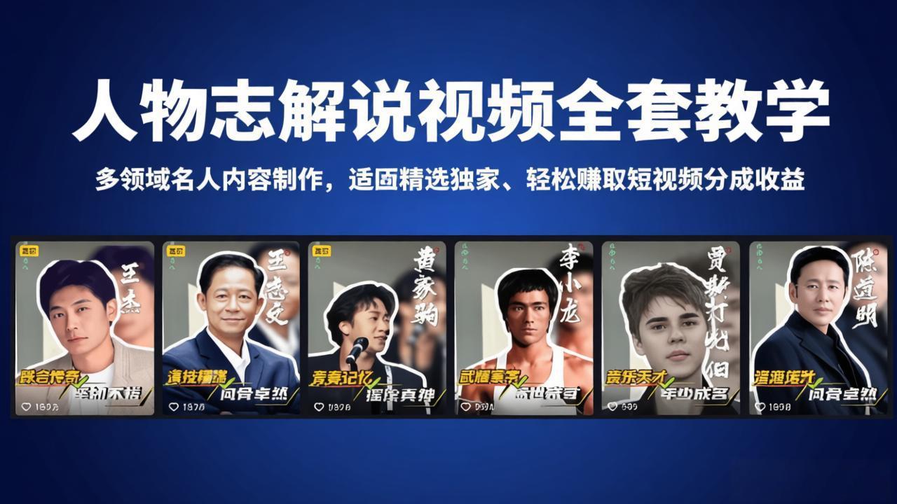 人物志解说视频全套教学,多领域名人内容制作,适配精选独家,轻松赚取短视频分成收益插图 人物志解说视频全套教学,多领域名人内容制作,适配精选独家,轻松赚取短视频分成收益插图