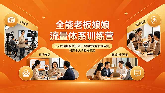 全能老板娘流量体系训练营，三天吃透短视频引流、直播成交与私域运营，打造个人IP轻松变现插图