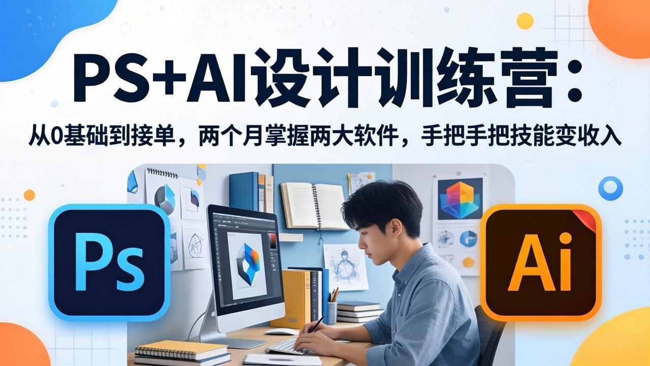 PS+AI设计训练营:从0基础到接单,两个月掌握两大软件,手把手把技能变收入插图 PS+AI设计训练营:从0基础到接单,两个月掌握两大软件,手把手把技能变收入插图