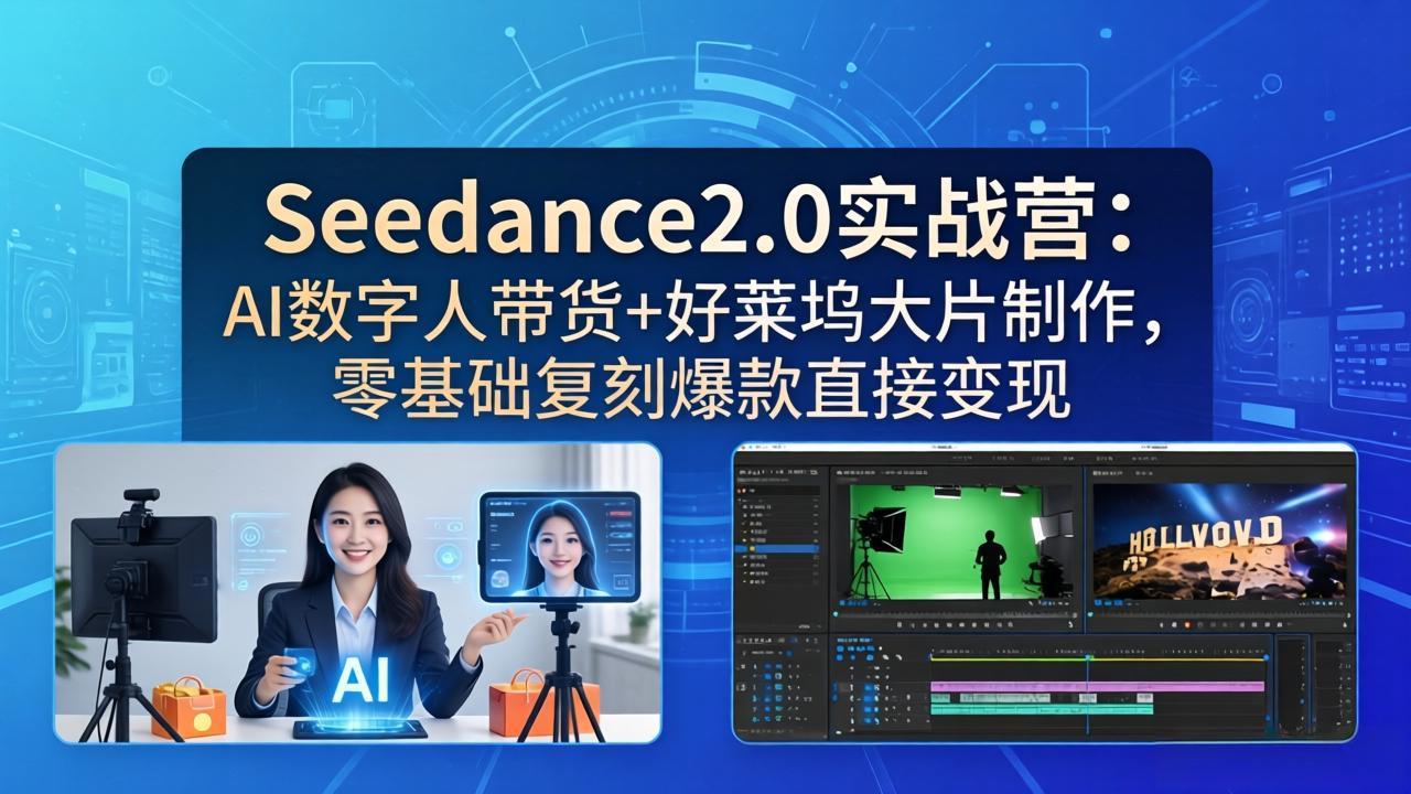 Seedance2.0实战营:AI数字人带货+好莱坞大片制作,零基础复刻爆款直接变现插图 Seedance2.0实战营:AI数字人带货+好莱坞大片制作,零基础复刻爆款直接变现插图