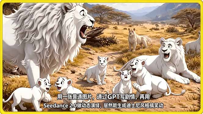 用一张普通图片,通过GPT写剧情,再用Seedance 2.0做动态演绎,居然能生成迪士尼风格搞笑动画插图 用一张普通图片,通过GPT写剧情,再用Seedance 2.0做动态演绎,居然能生成迪士尼风格搞笑动画插图