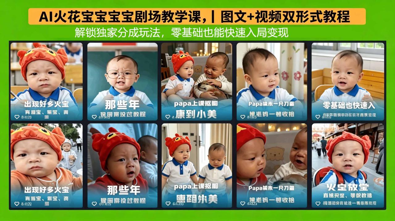 AI火花宝宝宝宝剧场教学课,图文+视频双形式教程,解锁独家分成玩法,零基础也能快速入局变现插图 AI火花宝宝宝宝剧场教学课,图文+视频双形式教程,解锁独家分成玩法,零基础也能快速入局变现插图