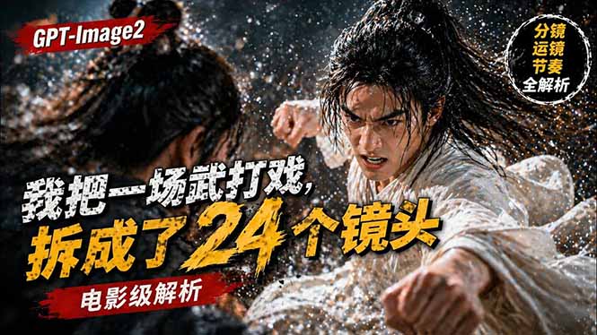用GPT-Image2,把一段武打对决拆成24个连续镜头,从人物建立、动作衔接、运镜节奏,到情绪爆发插图 用GPT-Image2,把一段武打对决拆成24个连续镜头,从人物建立、动作衔接、运镜节奏,到情绪爆发插图