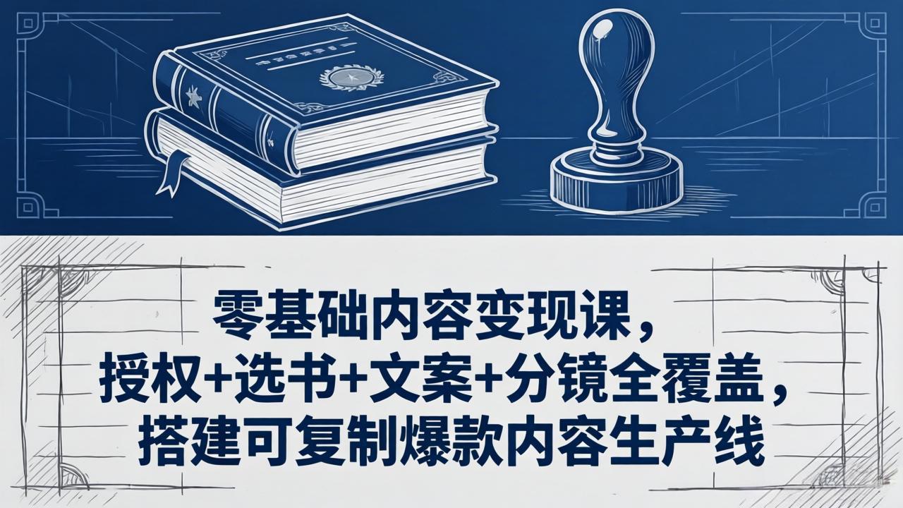 零基础内容变现课，授权+选书+文案+分镜全覆盖，搭建可复制爆款内容生产线插图