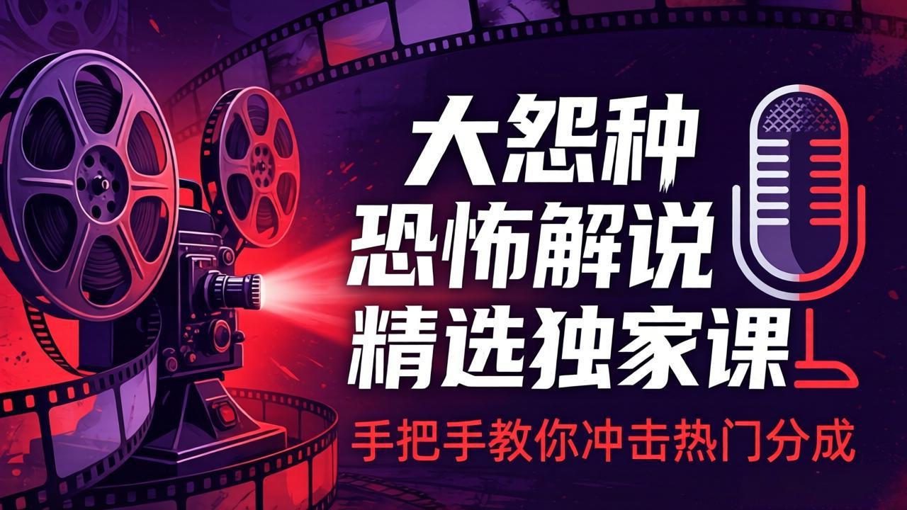 大怨种恐怖解说精选独家课:电影下载+文案配音+片头封面,手把手教你冲击热门分成插图 大怨种恐怖解说精选独家课:电影下载+文案配音+片头封面,手把手教你冲击热门分成插图