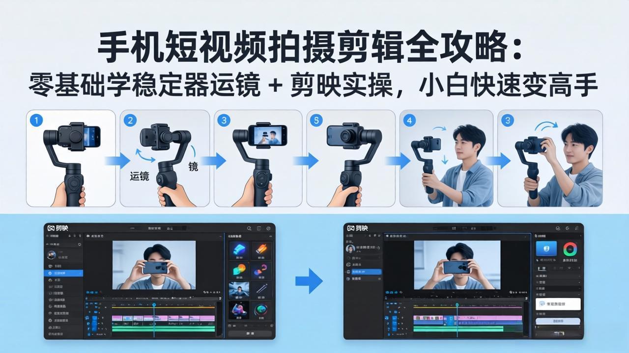 手机短视频拍摄剪辑全攻略:零基础学稳定器运镜 + 剪映实操,小白快速变高手插图 手机短视频拍摄剪辑全攻略:零基础学稳定器运镜 + 剪映实操,小白快速变高手插图